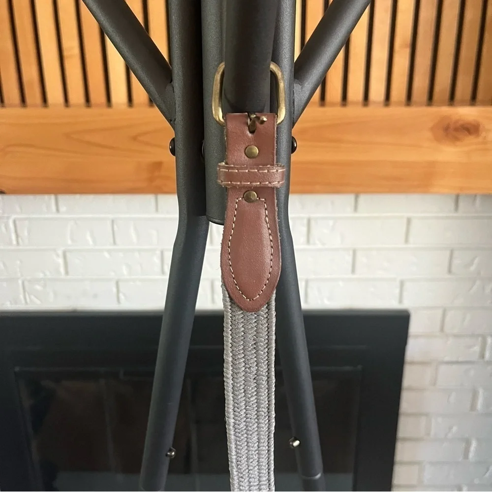 Woven Fabric Belt with Leather